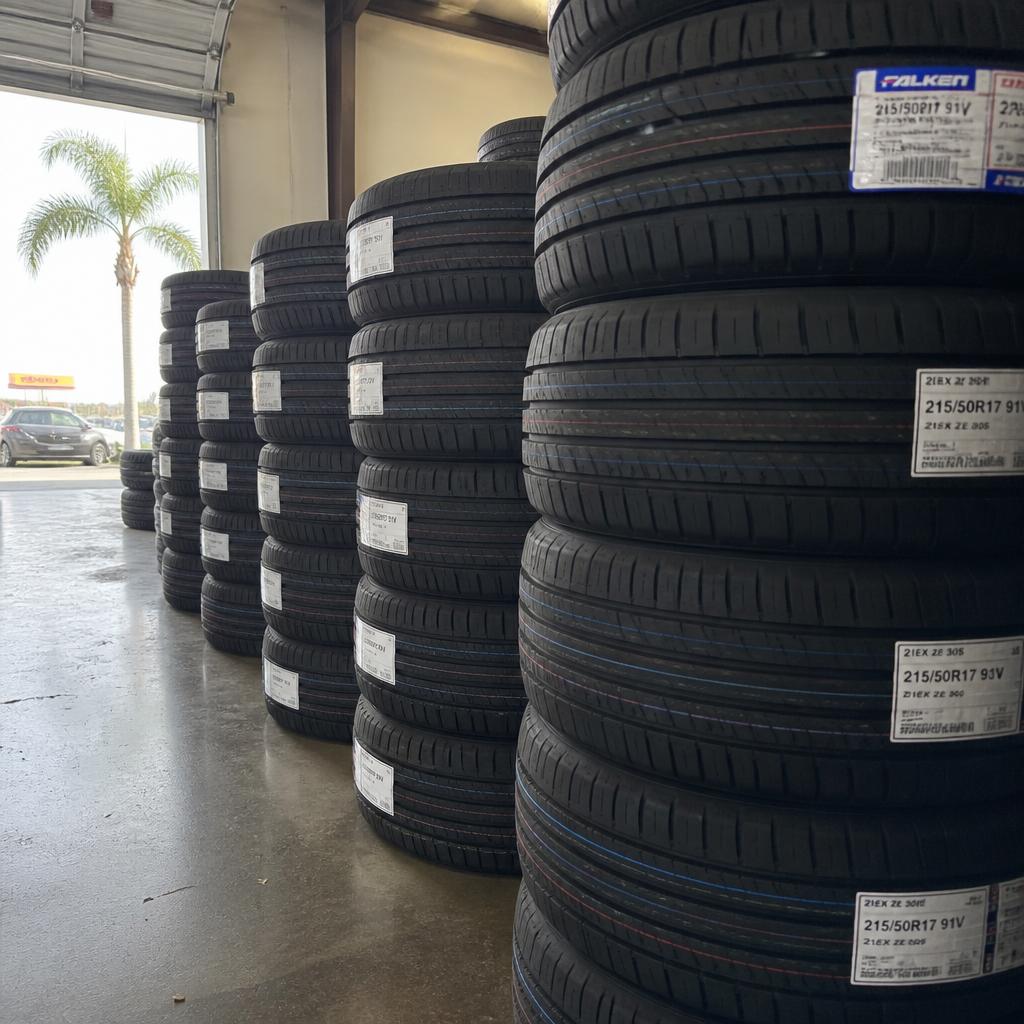 Parts and tires stocked inside FG Auto Service